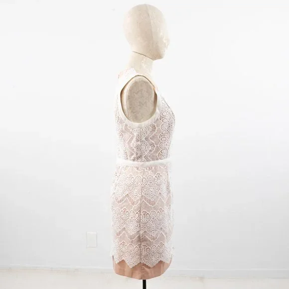 Anthropologie M Illusion Lace Sheath Mini Dress Pink - Picture 5 of 16